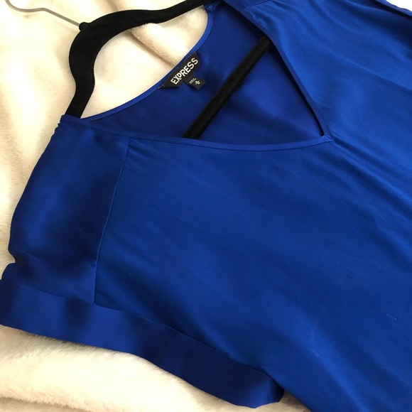 Express Tops - Express Royal Blue Silky V-Neck Top 💙